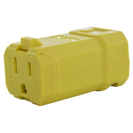 Ac Works Straight Blade Connector, 5-15R, 15 A, 125V AC, 2 Pole, 3 Wire, Screw Terminals, Yellow ASQ515R-YW